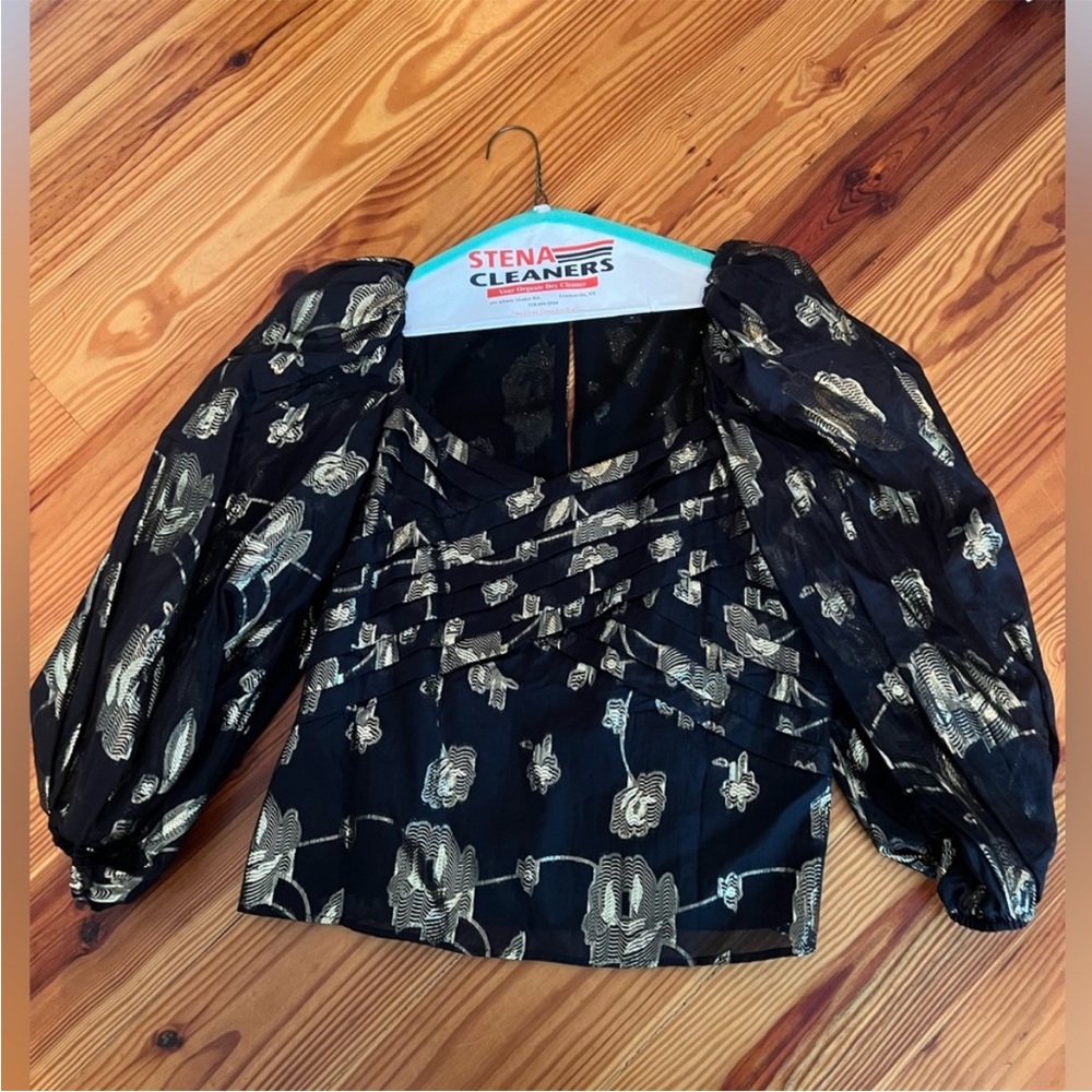 Express Black and Gold Patterned Blouse
